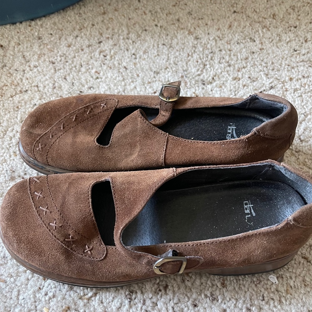 Dansko Fran Mary Janes Suede Leather Cross Stitch